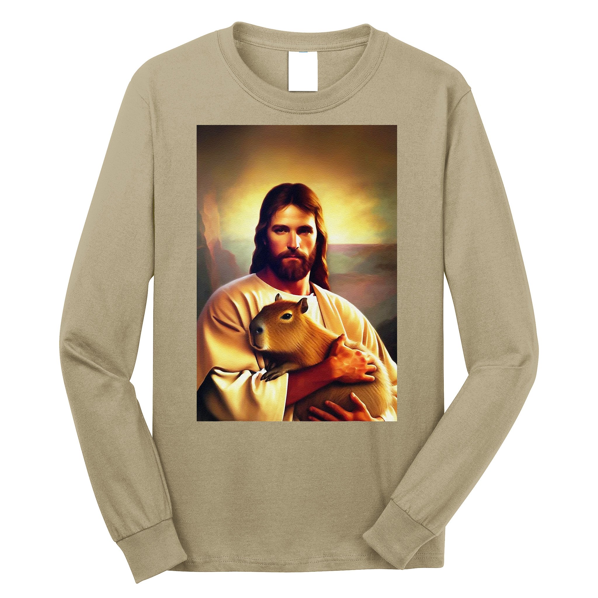 Jesus Holding A Capybara Long Sleeve Shirt