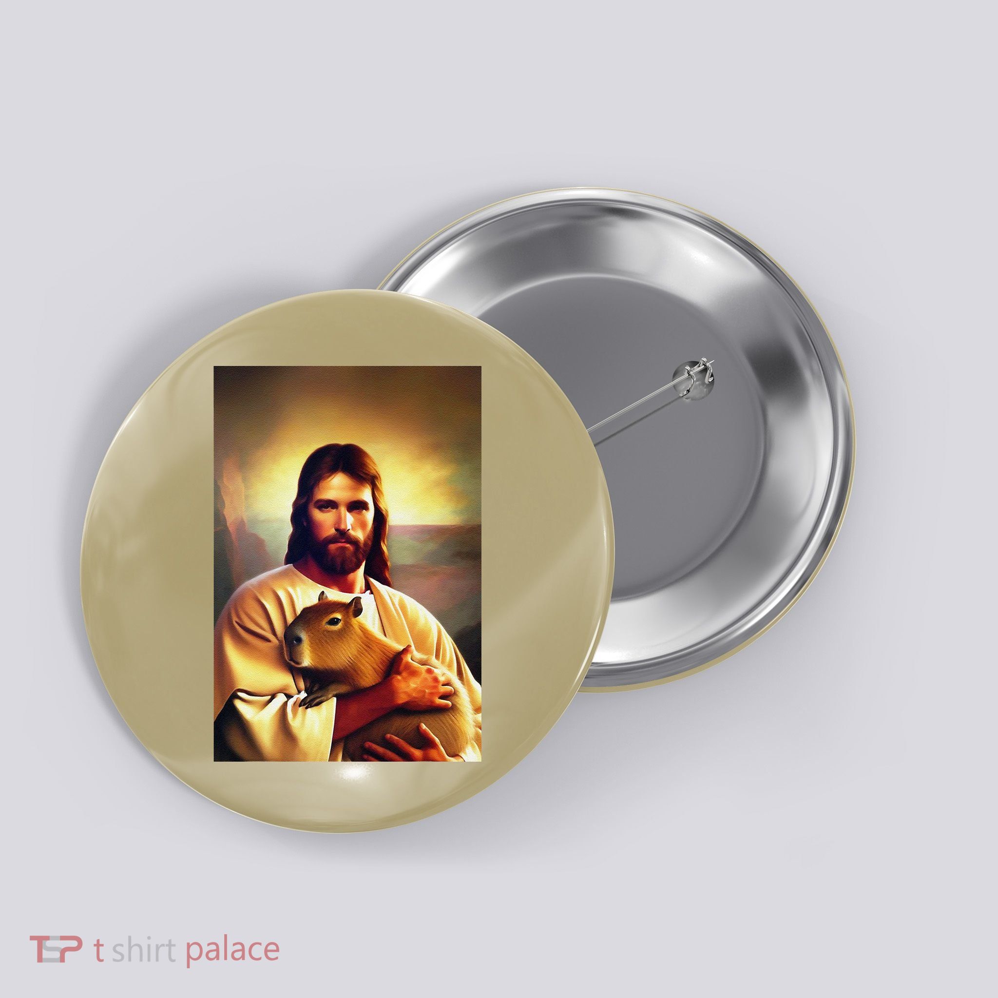 Jesus Holding A Capybara Button
