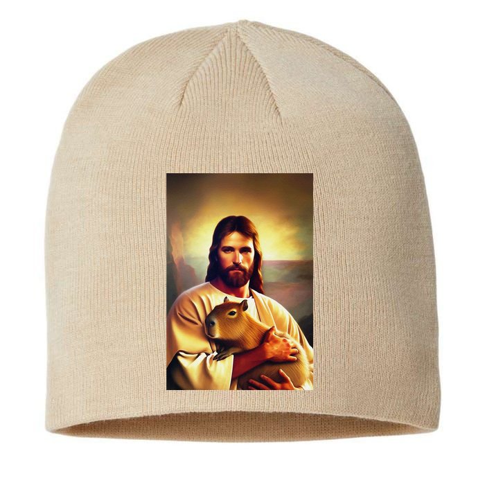 Jesus Holding A Capybara Sustainable Beanie