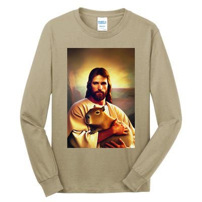 Jesus Holding A Capybara Tall Long Sleeve T-Shirt