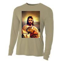 Jesus Holding A Capybara Cooling Performance Long Sleeve Crew