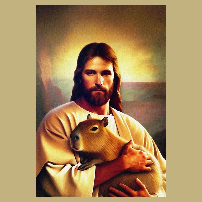Jesus Holding A Capybara Cooling Performance Long Sleeve Crew