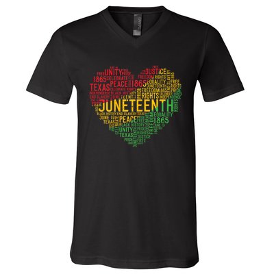 Juneteenth Heart Black History Afro American African Freedom V-Neck T-Shirt