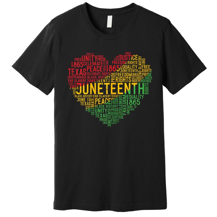 Juneteenth Heart Black History Afro American African Freedom Premium T-Shirt