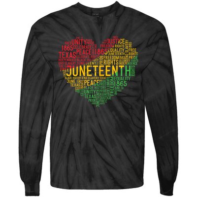 Juneteenth Heart Black History Afro American African Freedom Tie-Dye Long Sleeve Shirt