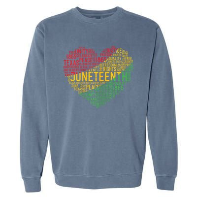 Juneteenth Heart Black History Afro American African Freedom Garment-Dyed Sweatshirt