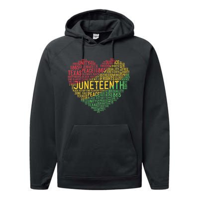 Juneteenth Heart Black History Afro American African Freedom Performance Fleece Hoodie