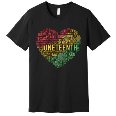 Juneteenth Heart Black History Afro American African Freedom Premium T-Shirt