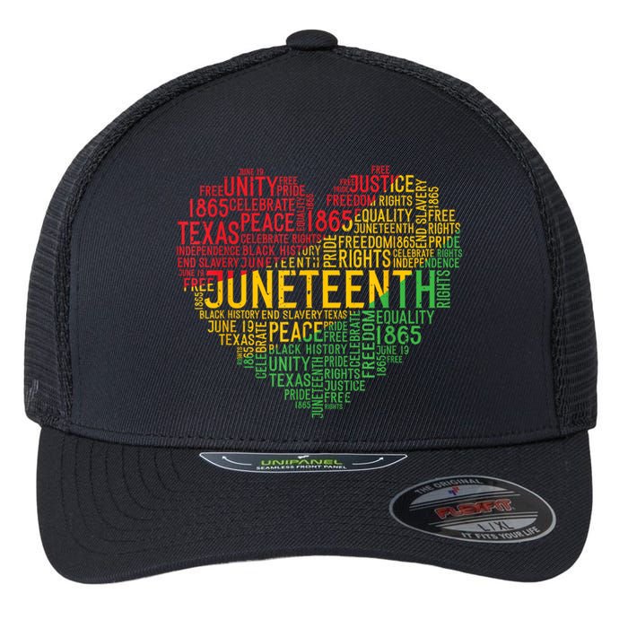 Juneteenth Heart Black History Afro American African Freedom Flexfit Unipanel Trucker Cap