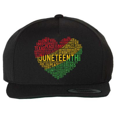 Juneteenth Heart Black History Afro American African Freedom Wool Snapback Cap