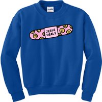 Jesus Heals Bandaid Christian Faith Healing Bible Verse Kids Sweatshirt