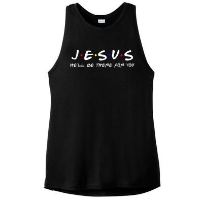 Jesus He'll Be There For You Christian Ladies PosiCharge Tri-Blend Wicking Tank