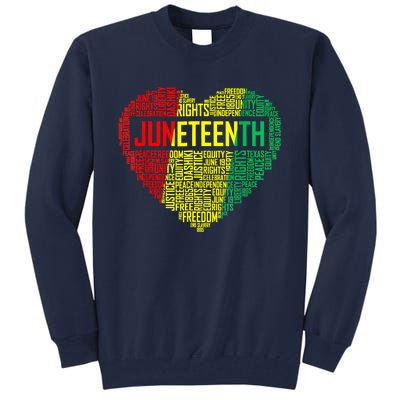 Juneteenth Heart Black Pride Freedom Day 1865 June 19th Tall Sweatshirt