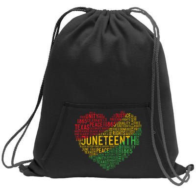 Juneteenth Heart Black History Afro American African Freedom Sweatshirt Cinch Pack Bag