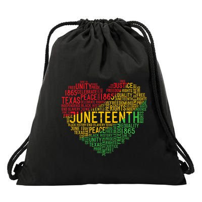 Juneteenth Heart Black History Afro American African Freedom Drawstring Bag