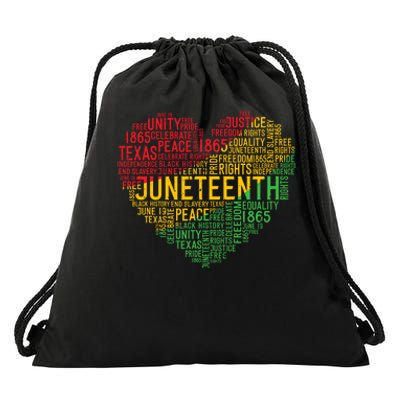 Juneteenth Heart Black History Afro American African Freedom Drawstring Bag