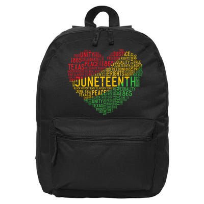 Juneteenth Heart Black History Afro American African Freedom 16 in Basic Backpack