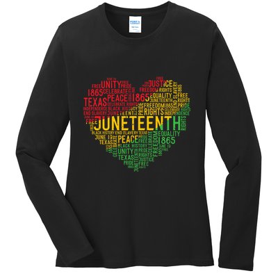Juneteenth Heart Black History Afro American African Freedom Ladies Long Sleeve Shirt
