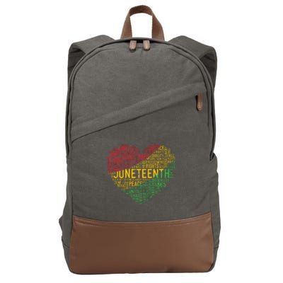 Juneteenth Heart Black History Afro American African Freedom Cotton Canvas Backpack