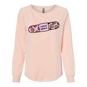 Jesus Heals Bandaid Christian Faith Healing Bible Verse Womens California Wash Sweatshirt