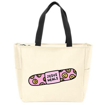 Jesus Heals Bandaid Christian Faith Healing Bible Verse Zip Tote Bag