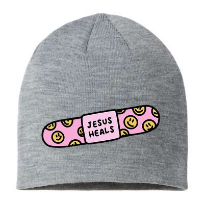 Jesus Heals Bandaid Christian Faith Healing Bible Verse Sustainable Beanie