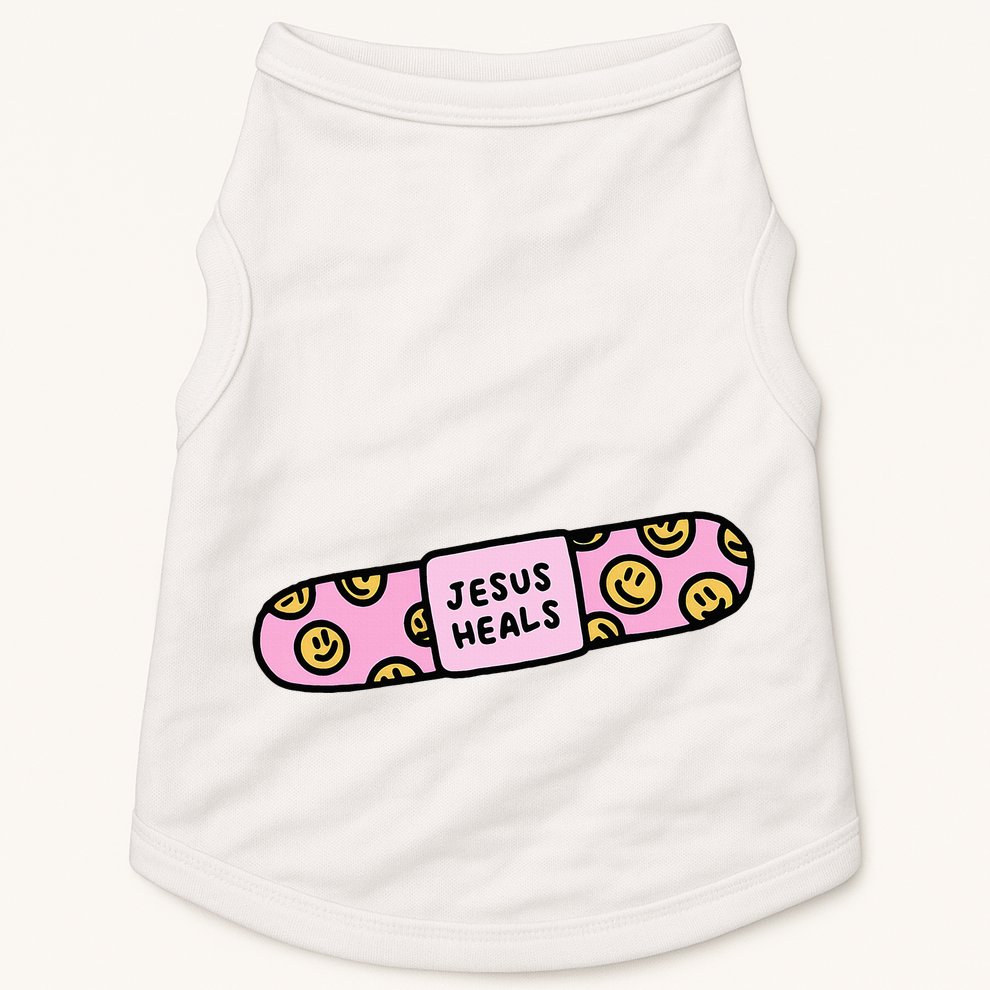 Jesus Heals Bandaid Christian Faith Healing Bible Verse Doggie Tank