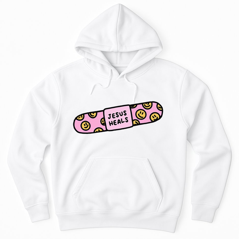 Jesus Heals Bandaid Christian Faith Healing Bible Verse Hoodie