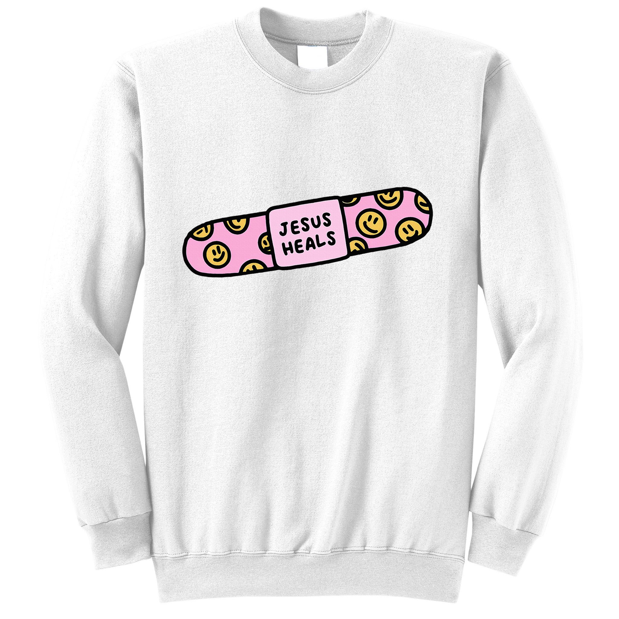 Jesus Heals Bandaid Christian Faith Healing Bible Verse Sweatshirt