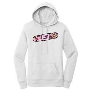 Jesus Heals Bandaid Christian Faith Healing Bible Verse Women's Pullover Hoodie