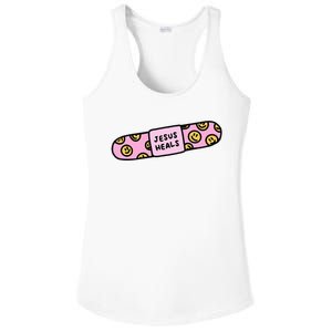 Jesus Heals Bandaid Christian Faith Healing Bible Verse Ladies PosiCharge Competitor Racerback Tank