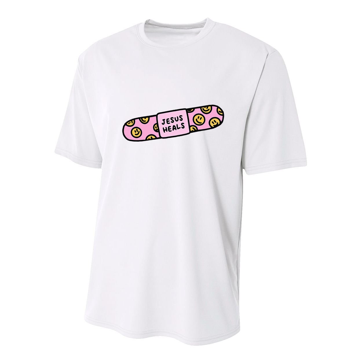 Jesus Heals Bandaid Christian Faith Healing Bible Verse Youth Performance Sprint T-Shirt