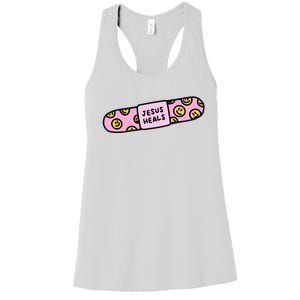 Jesus Heals Bandaid Christian Faith Healing Bible Verse Women's Racerback Tank