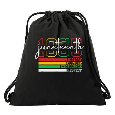 Juneteenth History Culture Excellence Respect 1865 Drawstring Bag