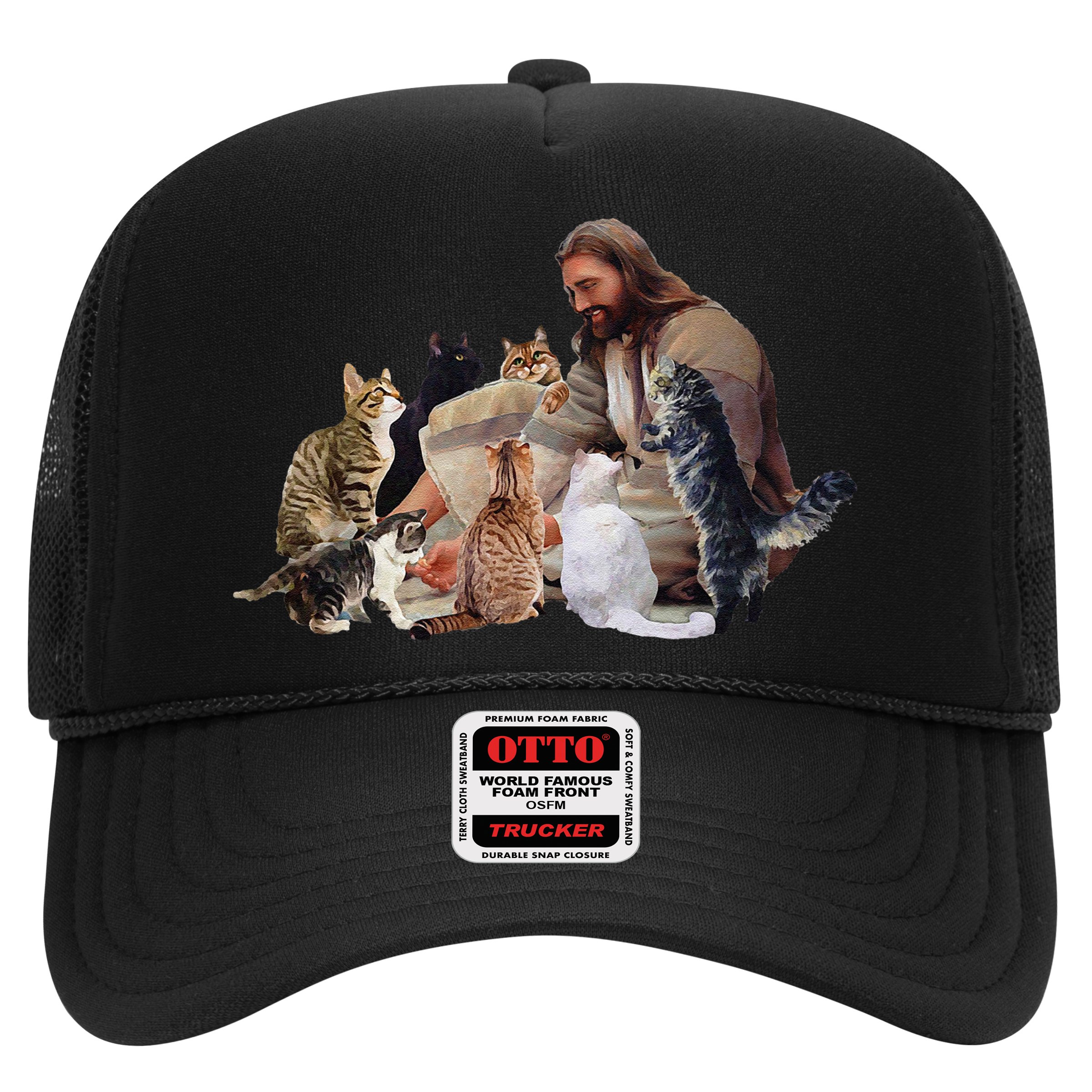Jesus Hugs Cats Funny Cats Hat