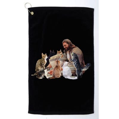 Jesus Hugs Cats Funny Cats Golf Towel