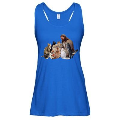 Jesus Hugs Cats Funny Cats Ladies Essential Flowy Tank