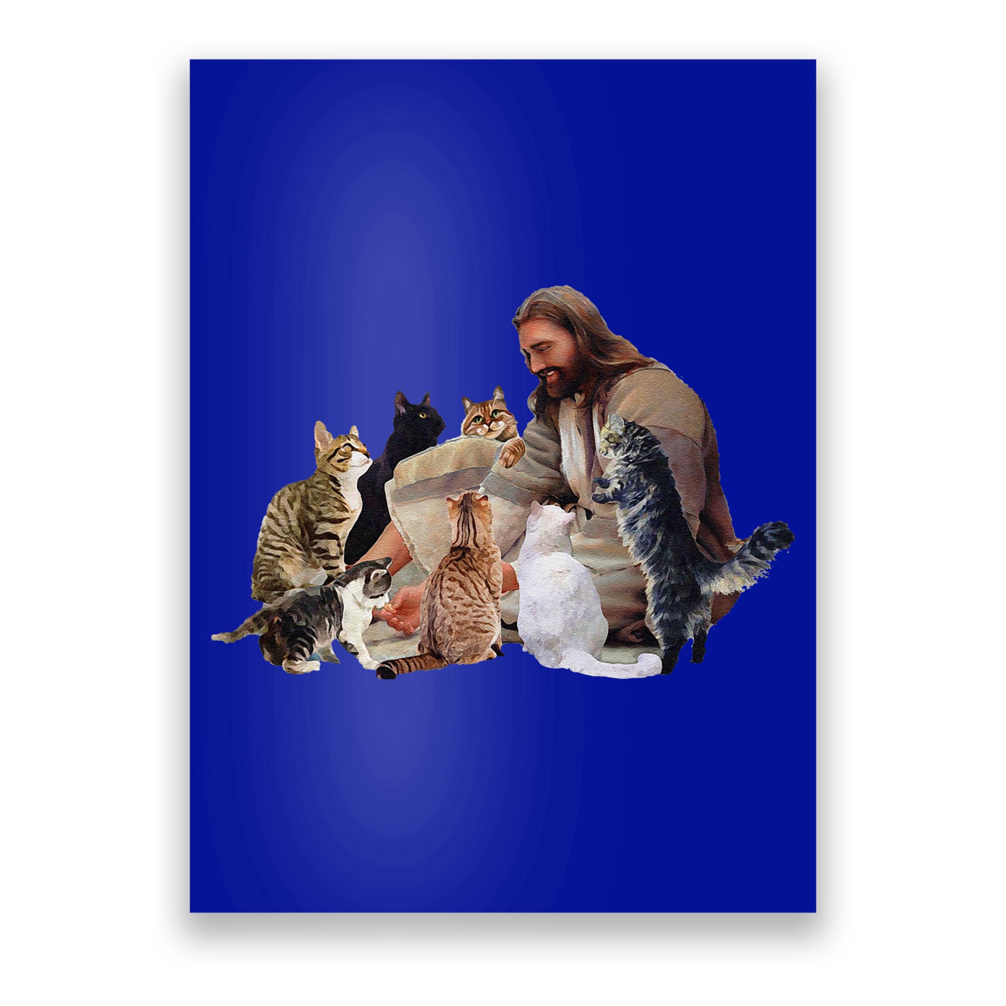 Jesus Hugs Cats Funny Cats Poster