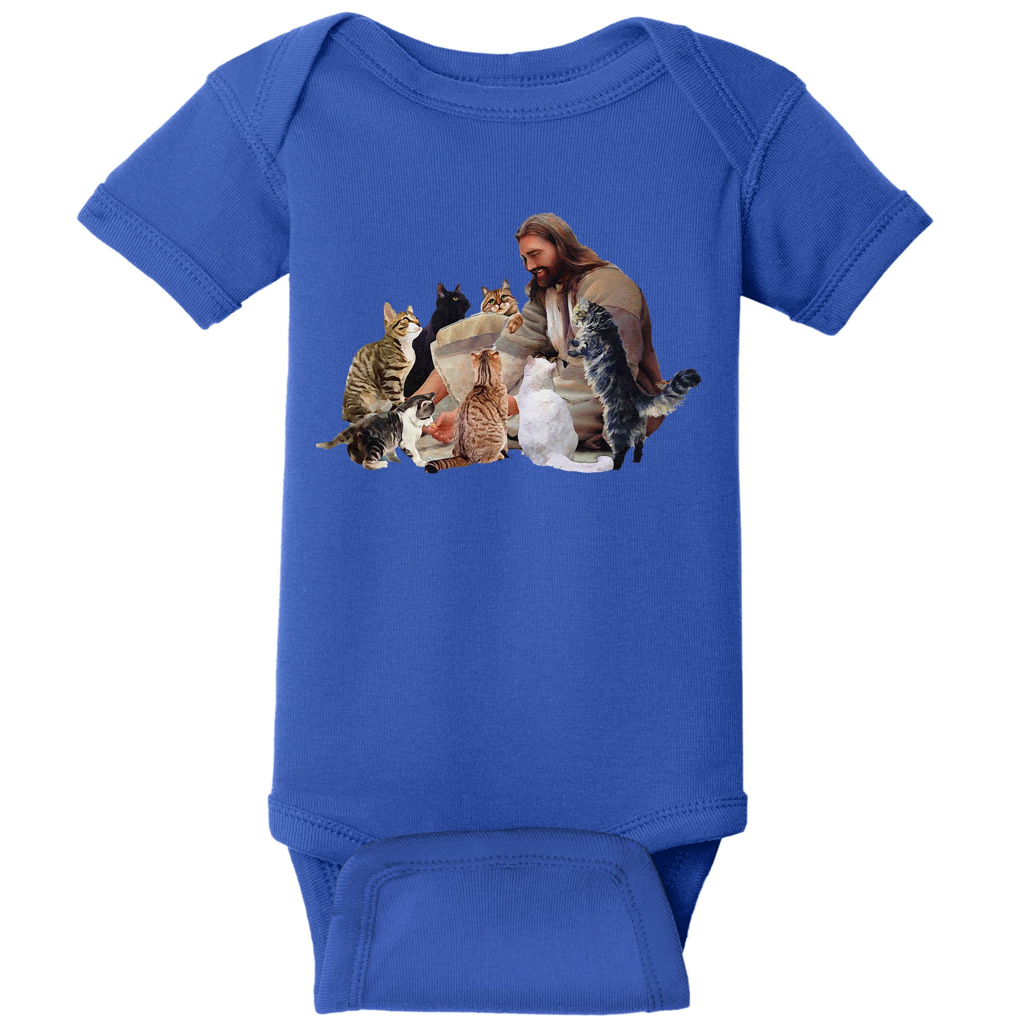 Jesus Hugs Cats Funny Cats Baby Bodysuit