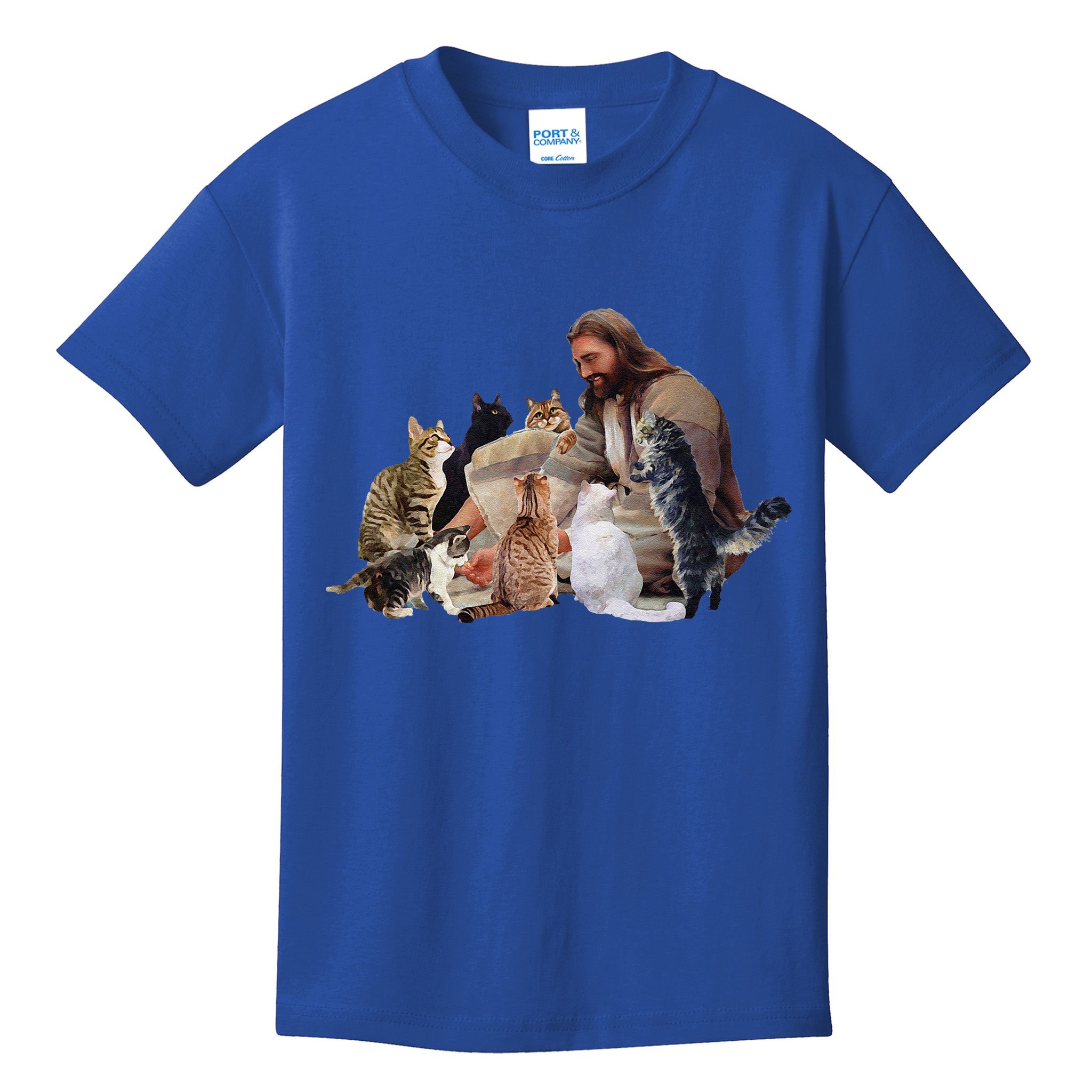 Jesus Hugs Cats Funny Cats Kids T-Shirt