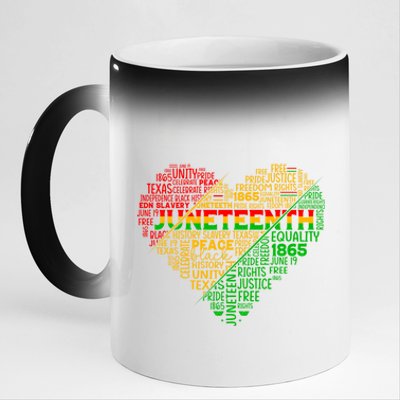 Junenth Heart Celebrating 1865 Celebrate Independence Day Gift 11oz Black Color Changing Mug