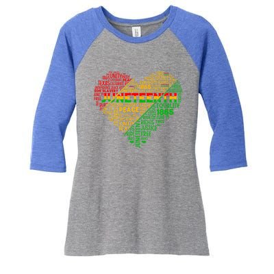 Junenth Heart Celebrating 1865 Celebrate Independence Day Gift Women's Tri-Blend 3/4-Sleeve Raglan Shirt