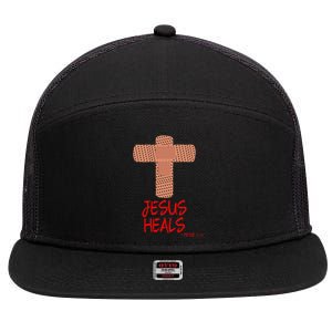 JESUS HEALS Christian God Church Nurse RN Easter Gift 7 Panel Mesh Trucker Snapback Hat