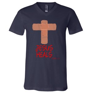 JESUS HEALS Christian God Church Nurse RN Easter Gift V-Neck T-Shirt