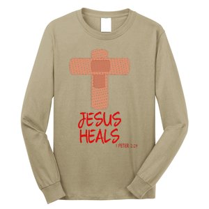 JESUS HEALS Christian God Church Nurse RN Easter Gift Long Sleeve Shirt