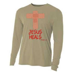 JESUS HEALS Christian God Church Nurse RN Easter Gift Cooling Performance Long Sleeve Crew