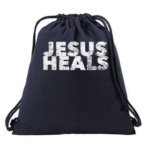 Jesus Heals Christian Faith Saying Quote Healer Healing Drawstring Bag