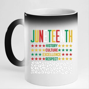 Juneteenth History Culture Excellence Respect 11oz Black Color Changing Mug