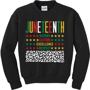 Juneteenth History Culture Excellence Respect Kids Sweatshirt