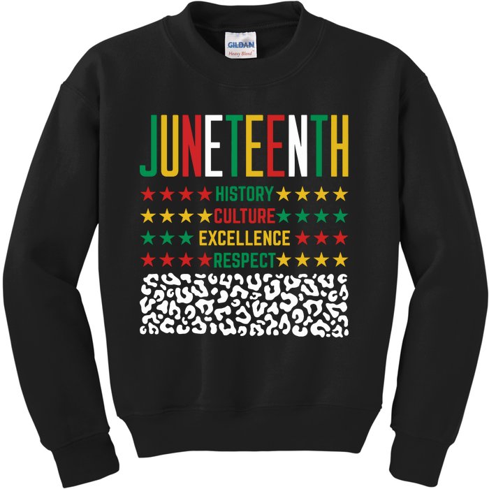 Juneteenth History Culture Excellence Respect Kids Sweatshirt